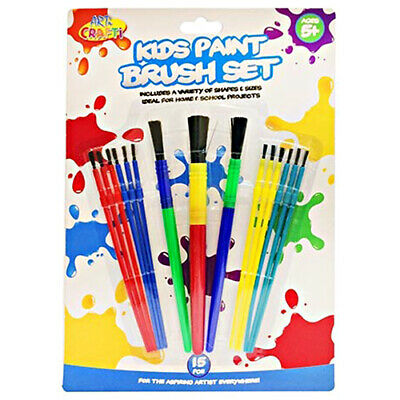 Plastic Paint Brushes Round Pk15 Asst Sizes